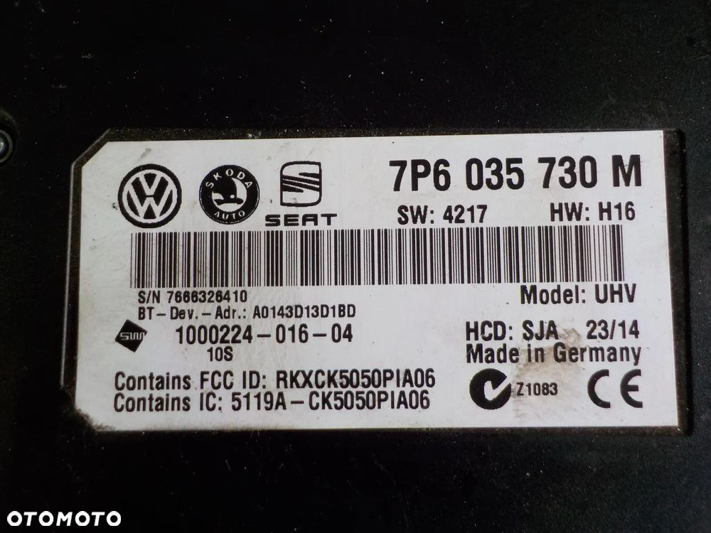 VW T5 MODUŁ STEROWNIK BLUETOOTH 7P6035730M - 2