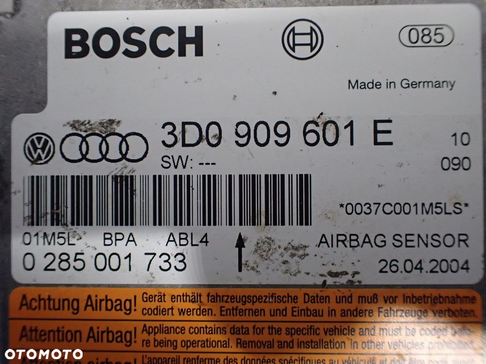 MODUŁ AIRBAG VOLKSWAGEN TOUAREG 5.0 3D0909601E - 4