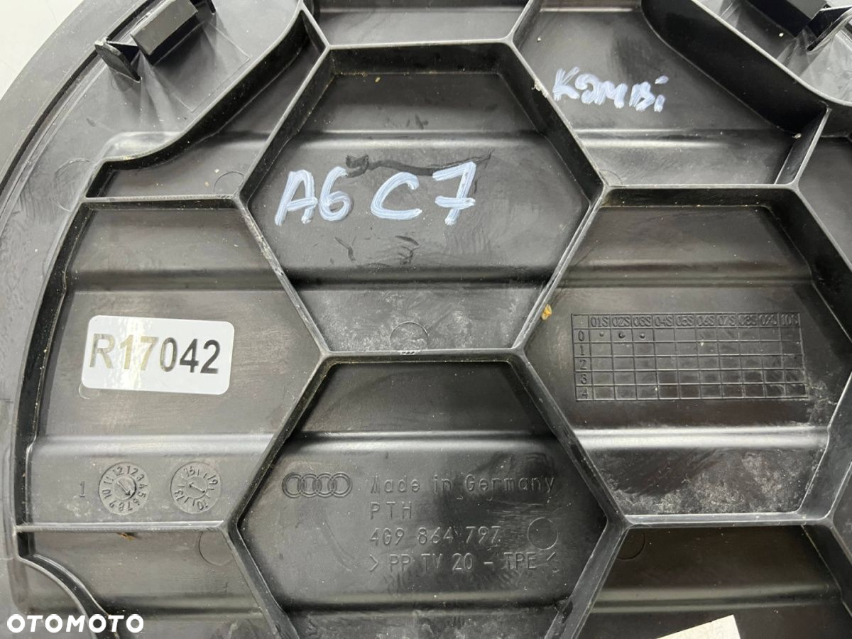 Tapicerka Audi A6 C7 avant kombi 10-18r. zaślepka podłogi bagażnika całe zaczepy 4g9864797 - 3