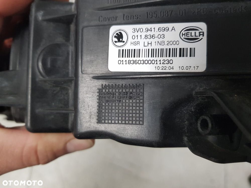 LAMPA PRZECIWMGIELNA SKODA SUPERB III 3 15-24 LEWA 3V0941699A - 7