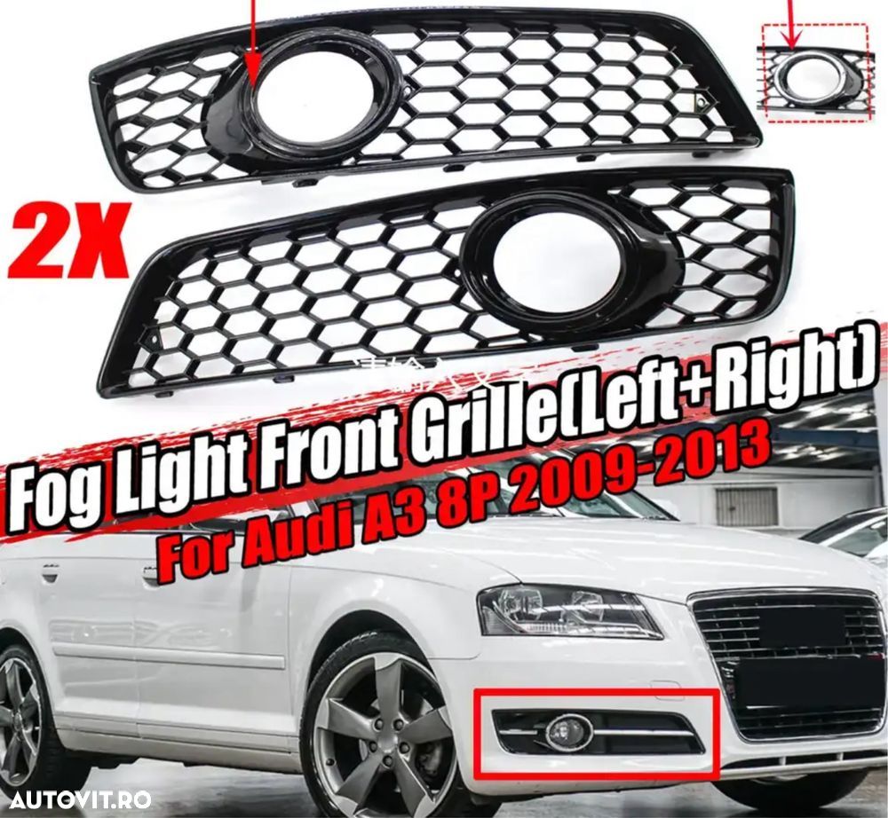 Grile Bara Fata Ornament Proiectoare Audi A3 8P FL 2009-2013 - 1