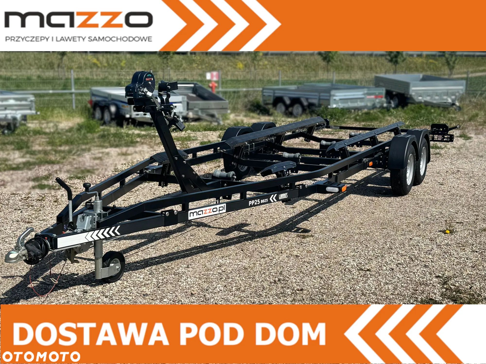 Lorries DOSTAWA Przyczepa dwuosiowa podłodziowa max 7,8m UCHYLNE LAMPY LED czarna PREMIUM DMC 2500kg - 1