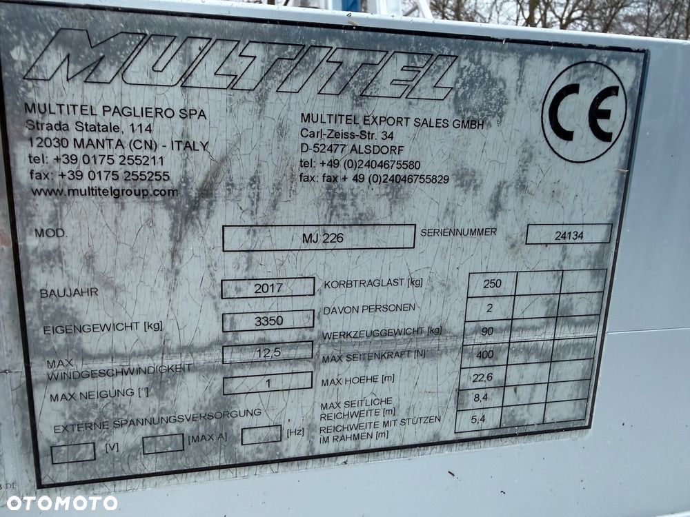 Iveco Podnośnik Koszowy Multitel MJ 226 23 Metry 12 w  Bok! Kosz 250 KG! Zwyżka! Ogon  ! UDT! jak Wumag Ruthmann GSR - 34