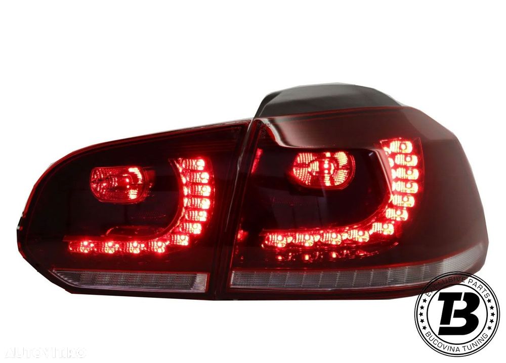Stopuri Full LED compatibile cu VW Golf 6 VI R20 Cherry Red Design - 8