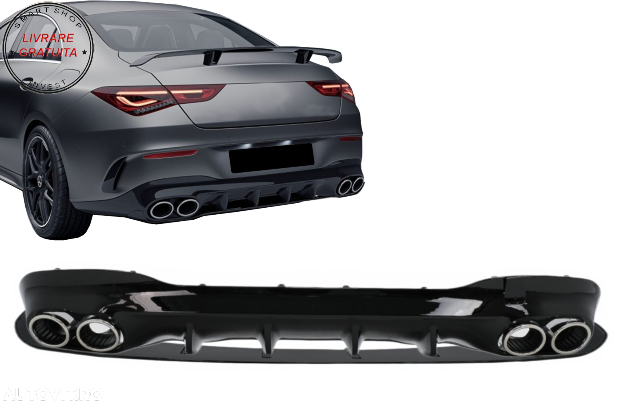 Difuzor Bara Spate cu Ornamente Evacuare Mercedes CLA X118 Shooting Brake C118 Cou- livrare gratuita - 21