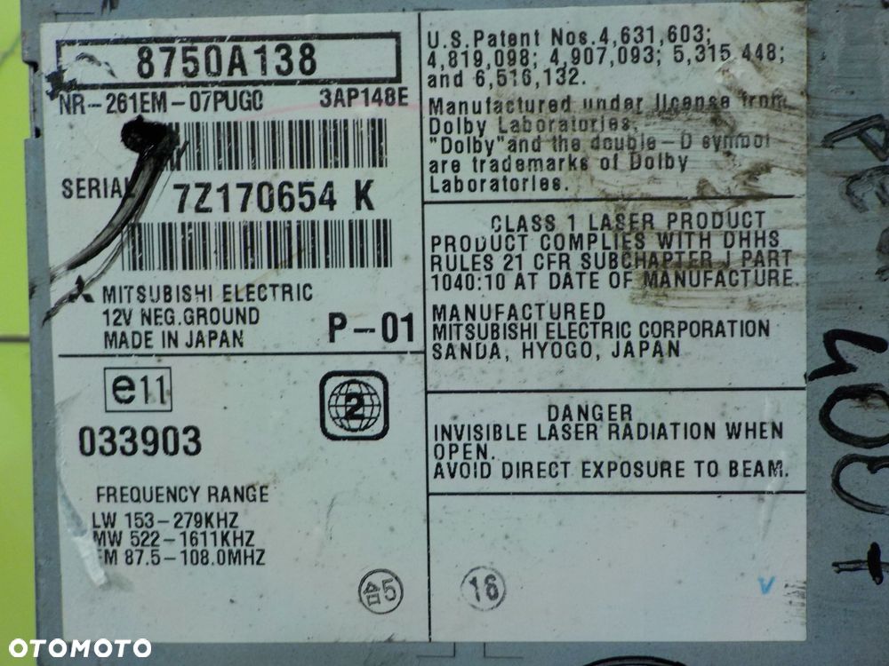 PEUGEOT 4007 2.2 HDI 08r 5D radio CD 8750A138 - 6