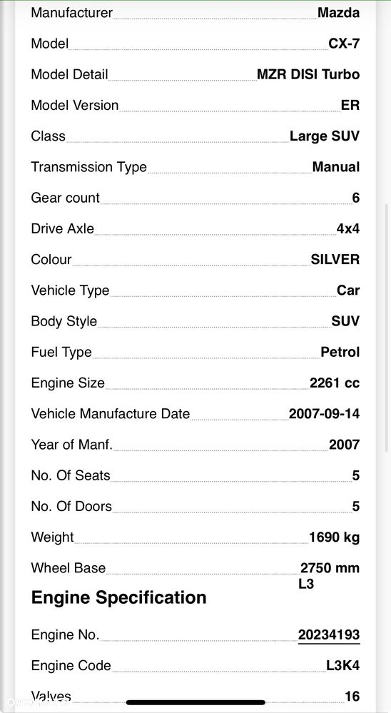 SKRZYNIA BIEGÓW  mazda cx-7 2.3 T benzyna 4x4 2.3T CX7 07-13r - 2