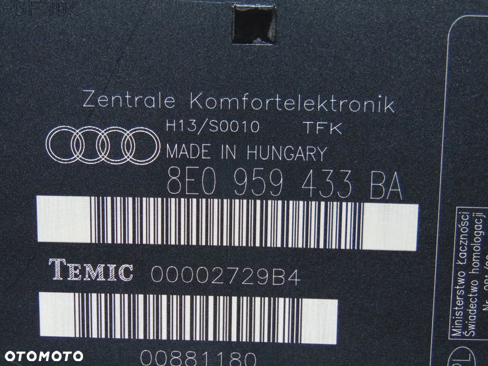 ORYGINAŁ moduł komfortu 8E0959433BA Audi A4 B6 , 00-04r - 2