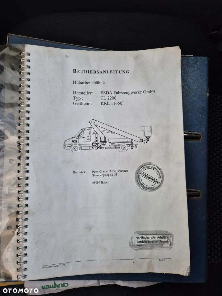 Mercedes-Benz Sprinter 311 CDI Podnośnik koszowy ESDA TL2200 22m Zwyżka z Niemiec - 17