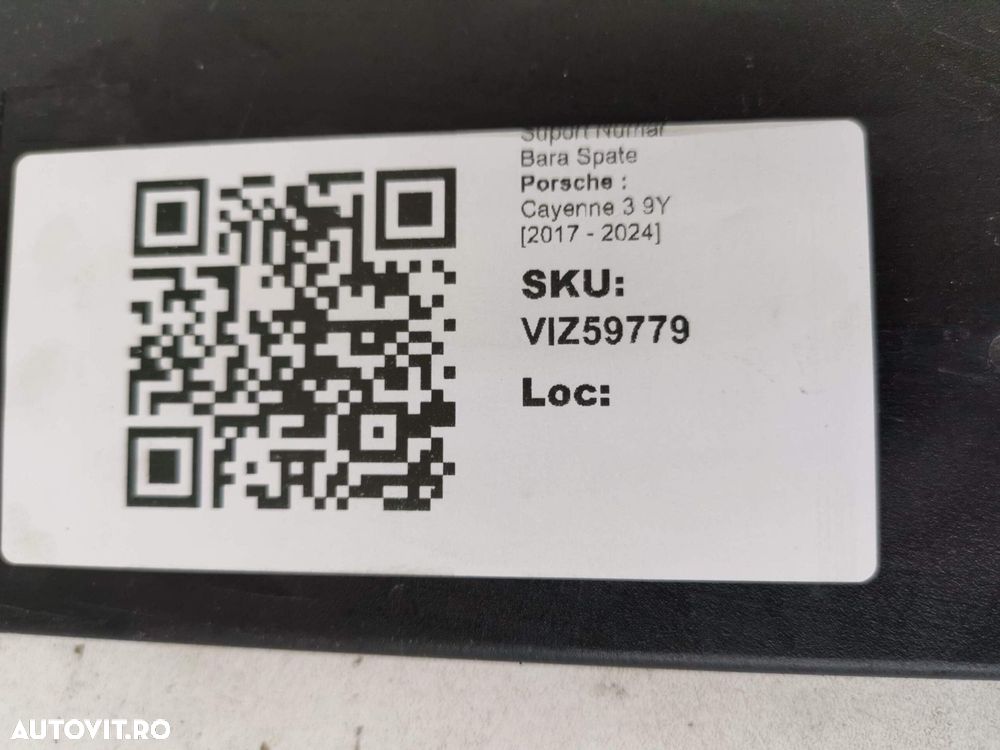Suport Numar Bara Spate Porsche  Cayenne 3 9Y 2017 2018 2019 2020 2021 - 8