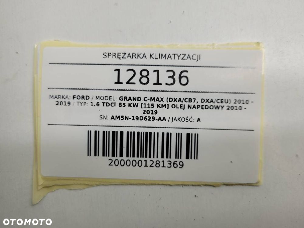 SPRĘŻARKA KLIMATYZACJI POMPA KLIMY FORD C-MAX AM5N-19D629-AA 1.6 TDCI - 11