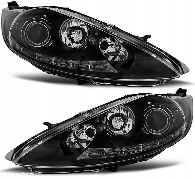 Reflektory Lampa Diody Soczewka Clear Black Czarne Ford Fiesta mk7 2008-13 - 1