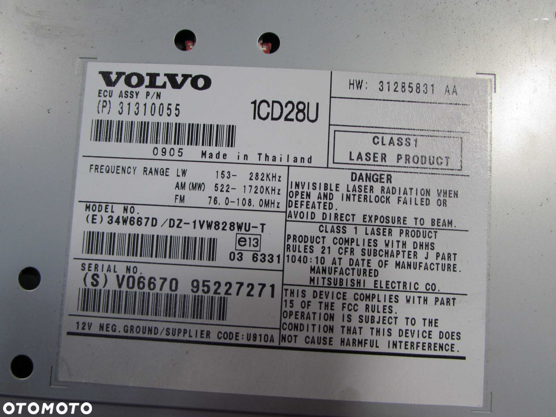 VOLVO C30 S40 V50 04-14 RADIO CD CZYTNIK RADIOODTWARZACZ 31285831AA 31310055 - 5