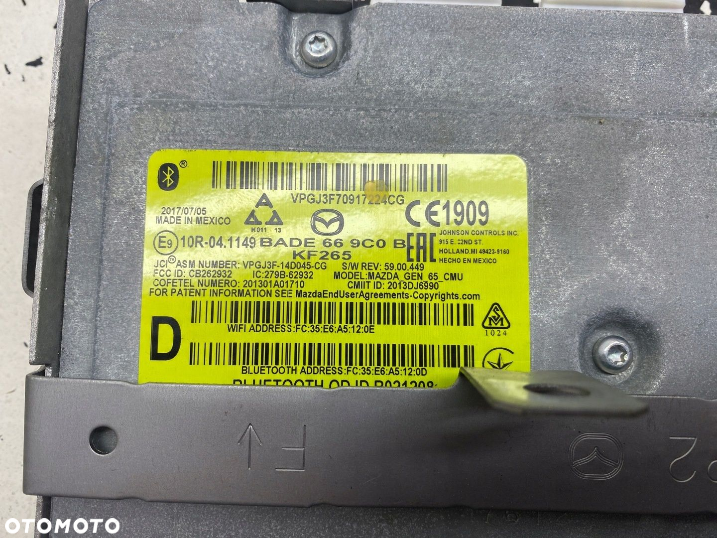 MAZDA 3 III BM MODUŁ STEROWNIK BLUETOOTH VPGJ3F-14D045-CG - 2