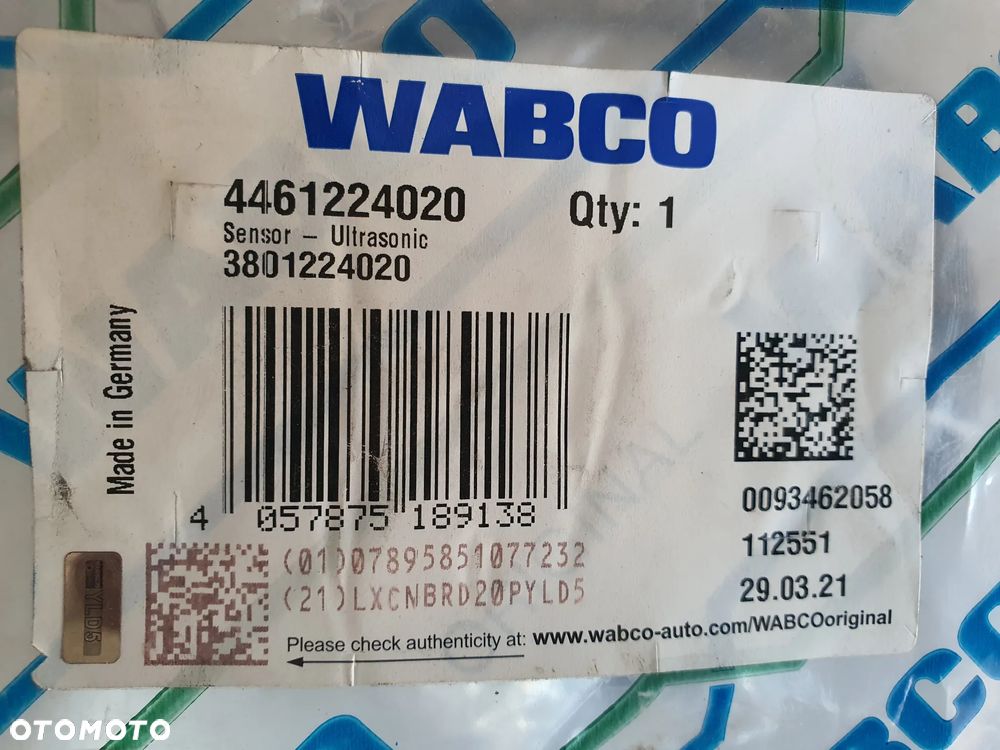Czujnik cofania, boczny, ultradźwiękowy, prawy/lewy, firmy WABCO 4461224020, nr mag 2058 - 4