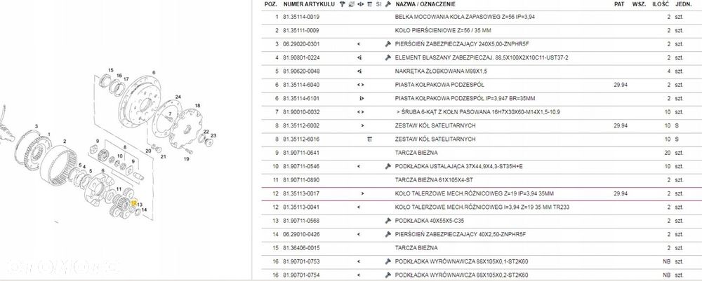 Zwolnica Kompletna Przednia MAN F90 F2000 IP3.947 19/56/18 8x6 4x4 8x8 6x6 - 2