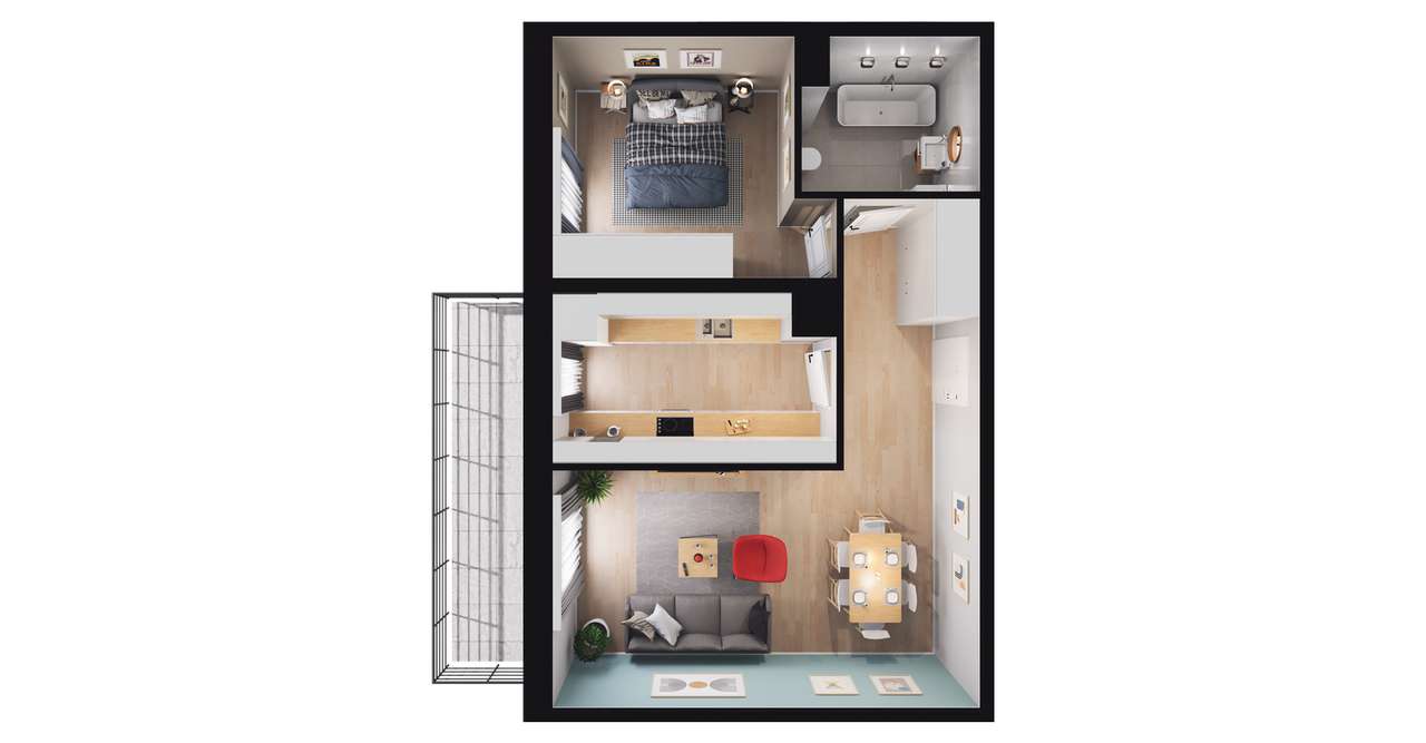 2-pokojowe mieszkanie 50m2 + balkon Bezpośrednio - Pełny obrazek: 2/23