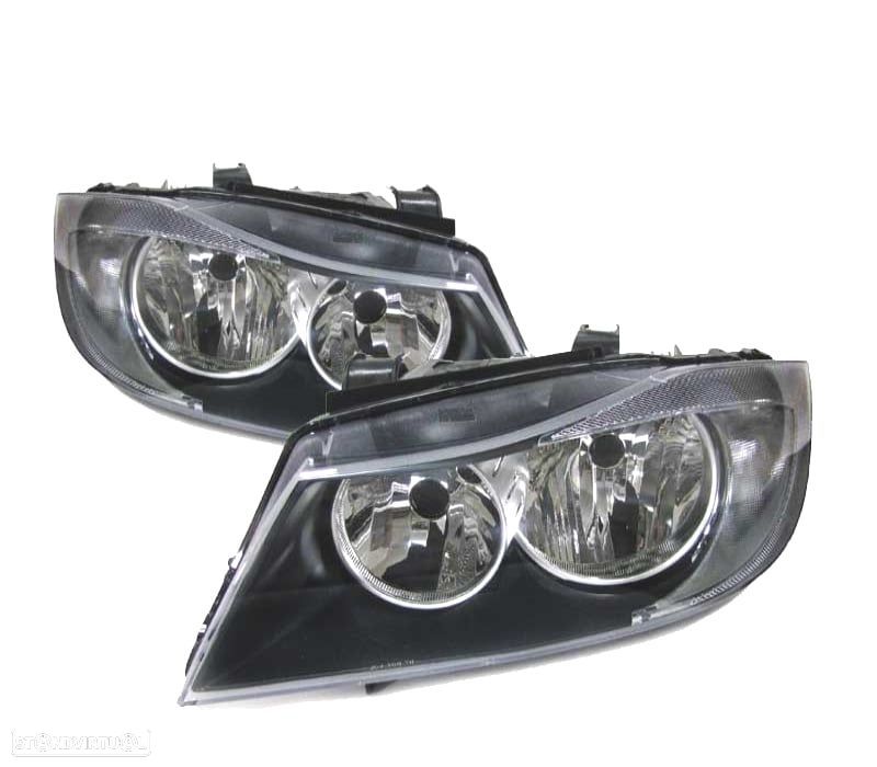 FARÓIS BMW E90 E91 BERLINA 5 PORTAS 05-08 FUNDO PRETO - 1