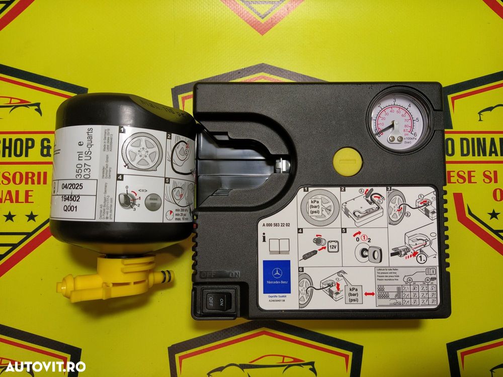 Compresor auto umflat roti kit pana original Mercedes 120w 12V 10A - 1