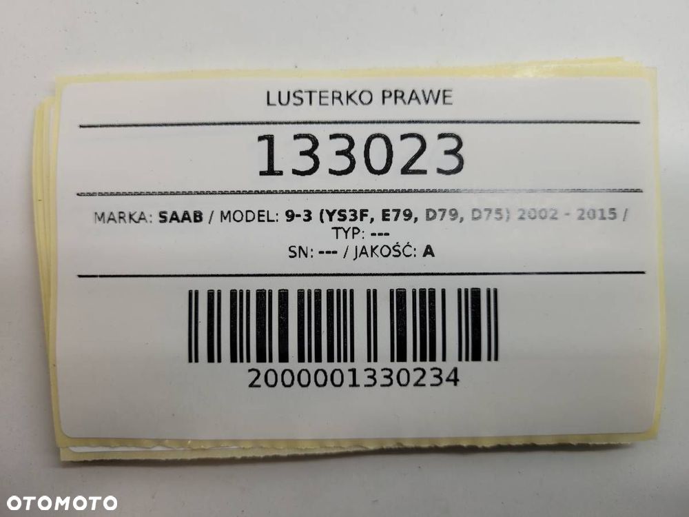 LUSTERKO PRAWE PASAŻERA SAAB 93 9-3 2008  5+2  7 PIN EUROPA - 8