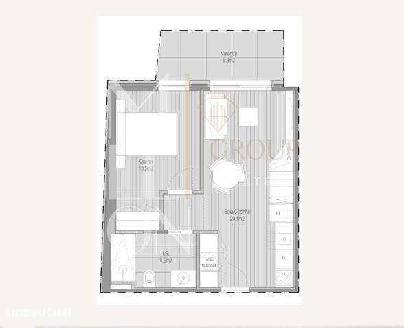 Apartamento T1+1 junto ao Campus Universitário da Asprela com varanda - Grande imagem: 3/7