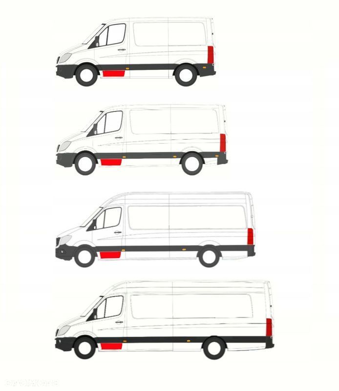Reperaturki drzwi + korytka MB Sprinter 906 / VW Crafter 06 - 18 Zestaw ! - 2
