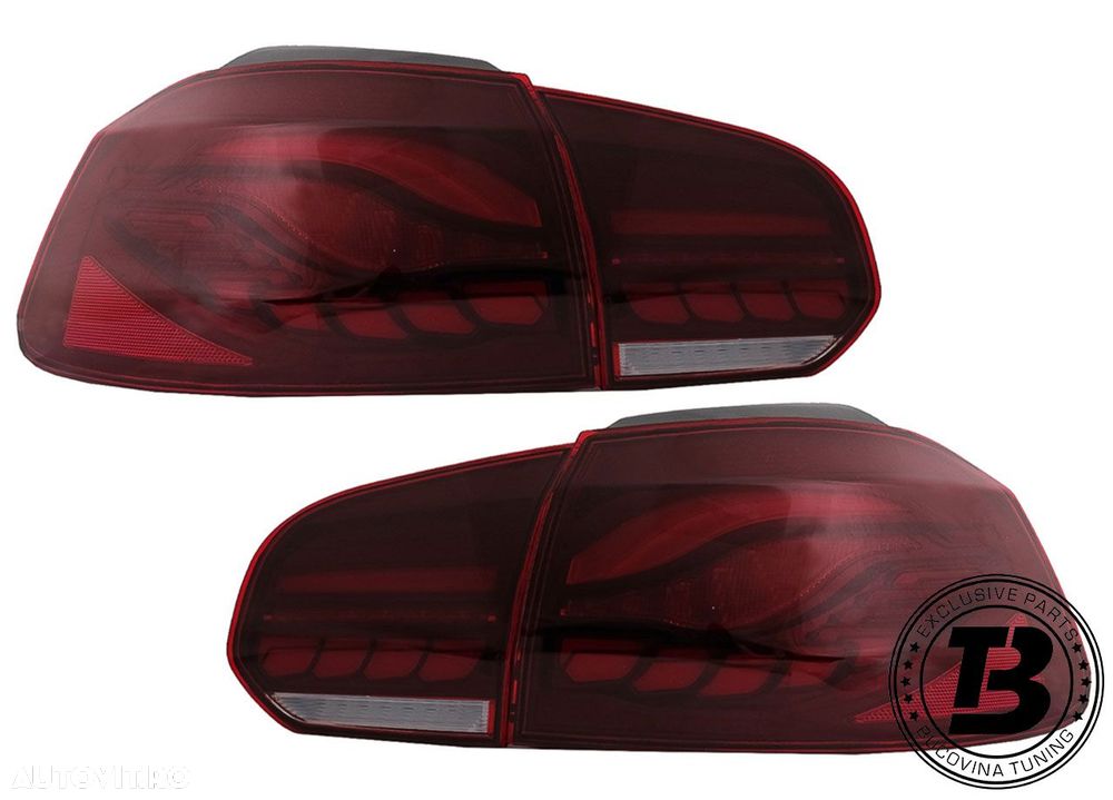 Stopuri Full LED compatibile cu VW Golf 6 VI Red Smoke Design - 17