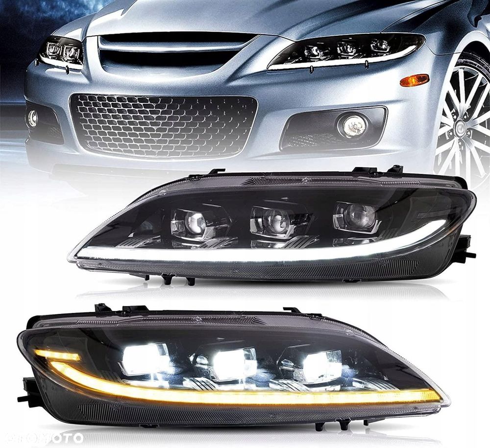 Reflektory Lampy kpl Vland Full Led Neon Tuning Mazda 6 I gg gy 2002-2007 - 5