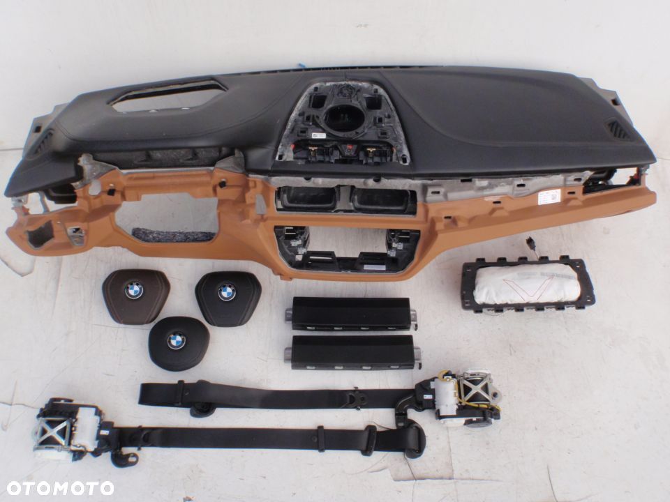 BMW 5 6 G30 G31 G32 F90 M5 DESKA KONSOLA KOKPIT PULPIT PÓŁKA PARAPET AIRBAG PODUSZKI PASY COGNAC Org - 13