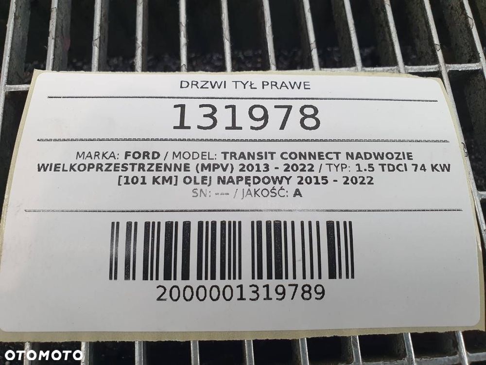 DRZWI TYŁ PRAWE SKRZYDŁA FORD TRANSIT CONNECT MK2 ORYGINAŁ - 5