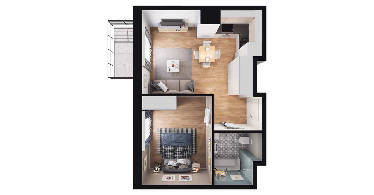 2-pokojowe mieszkanie 36m2 + balkon Bezpośrednio - Pełny obrazek: 2/12