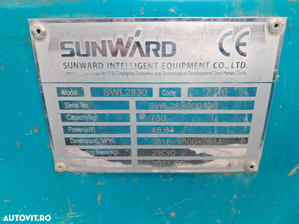 SUNWARD SWL 2830 66CP STAGE V MINI INCARCATOR FRONTAL - 20