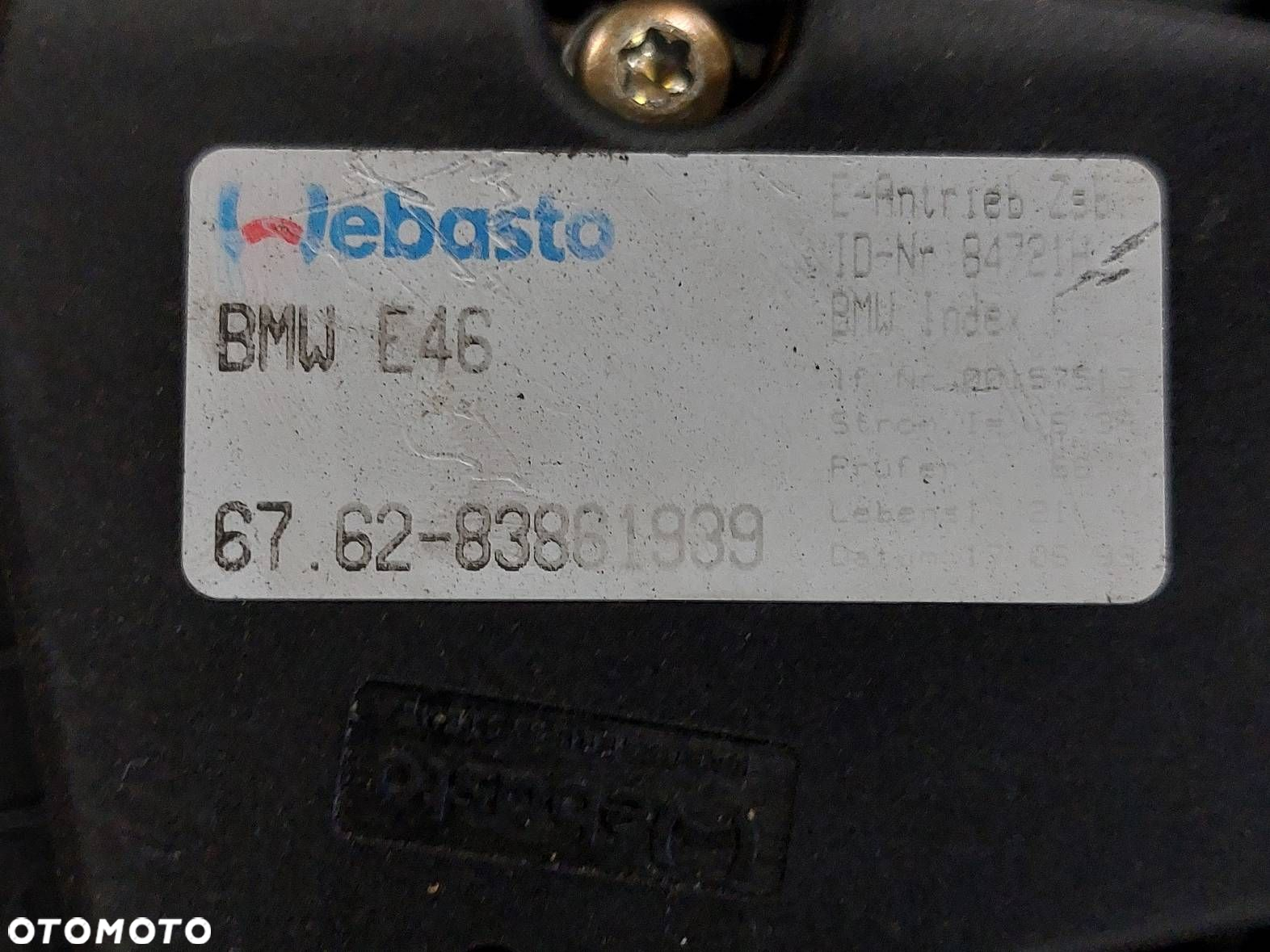 SZYBERDACH BMW E46 SEDAN 83861939 86286A - 6