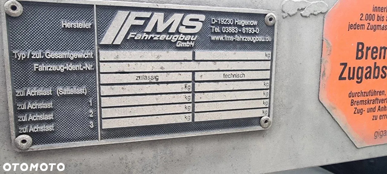 Inny Naczepa niskopodwoziowa zagłębiana FMS - 9