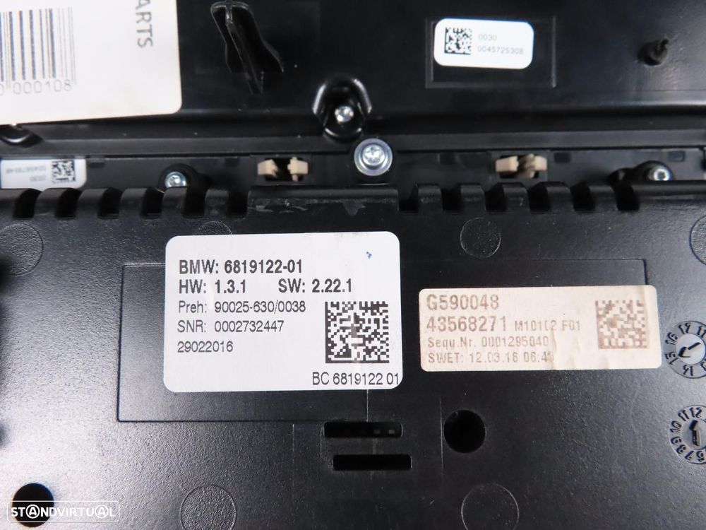 Painel do Rádio e Ar Condicionado Frontal Usado / Original BMW 5 (F10)/BMW 5 Tou... - 7