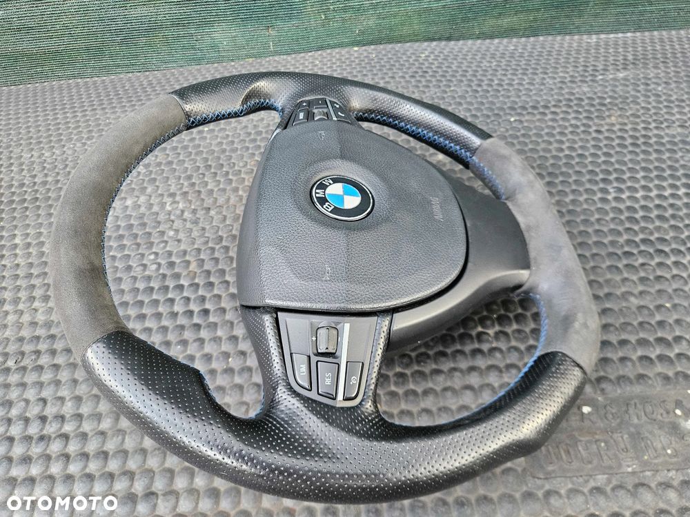 Kierownica Ścięta Trzy 3 Ramienna Pikowana Skóra Ancantara Multifunkcja Sterowanie AirBag Poduszka BMW 5 F10 F11 - 4