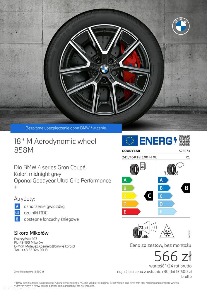 Oferta -25% Koła zimowe BMW Seria 4 (G26) M Aerodynamic wheel 858M midnight grey bright turned - 2