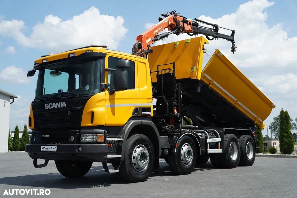 Scania P 410 / 8x4 / BASCULĂ - 5,15 M + ATLAS 116.3 HDS / ROTATOR / EURO 6 / - 2