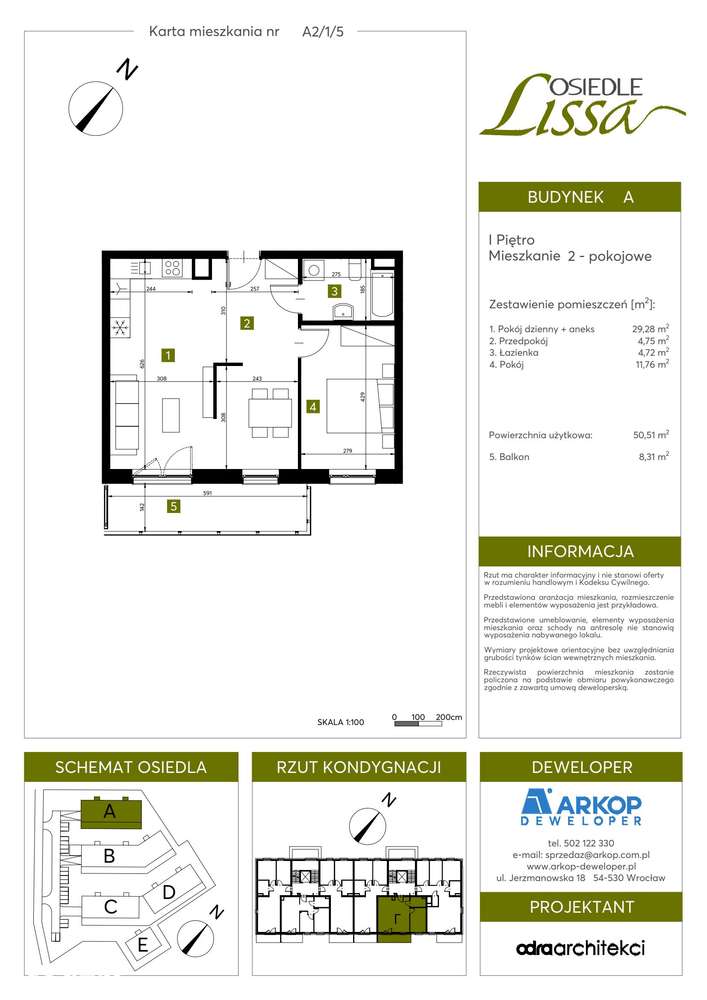 2-pokojowe mieszkanie 50m2 + balkon Bezpośrednio - Pełny obrazek: 2/13