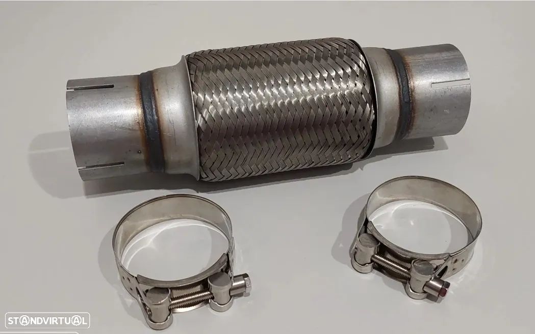 57mm - Flexível Inox Reforçado Escapes + 2 Braçadeiras - 1