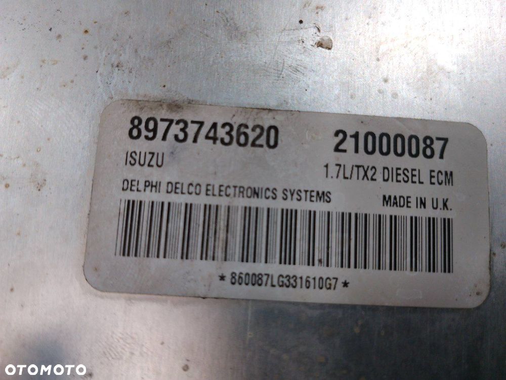 KOMPUTER, STEROWNIK OPEL ASTRA G 8973743620  21000087 1.7 DTI - 2