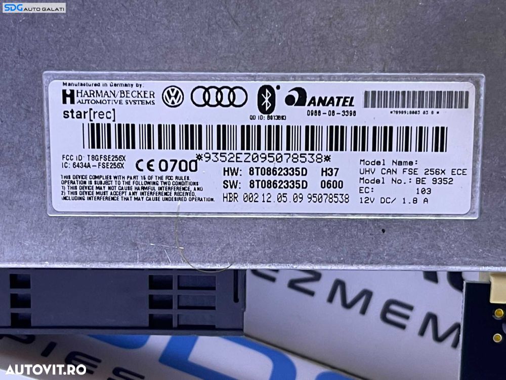 Unitate Modul Calculator Bluetooth Audi Q5 2009 - 2012 Cod 8T0862335D [X2892] - 2
