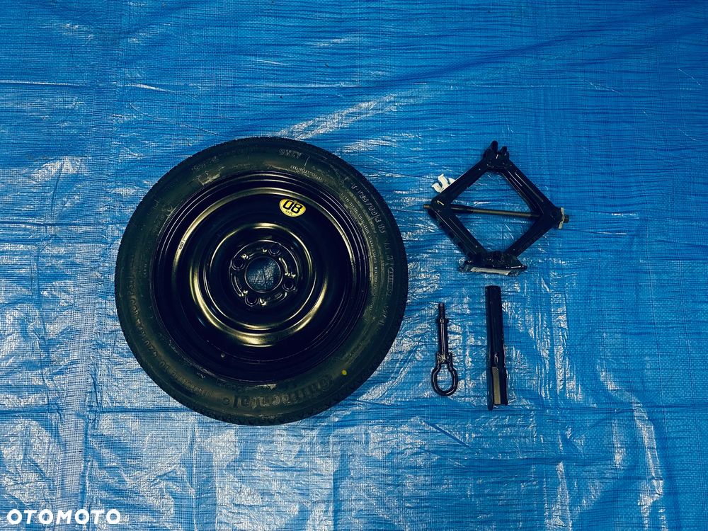 KOŁO ZAPASOWE DOJAZDOWE 15" 4x108 63,4mm FORD B-MAX JK ; KOMPLET ZESTAW NAPRAWCZY LEWAREK WKRĘTKA KLUCZ ; OPONA CONTINENTAL T125/80R15 ORYGINAŁ FIESTA MK6 MK7 MK8 ; FOCUS MK1 ; FUSION ; MAZDA 2 - 1