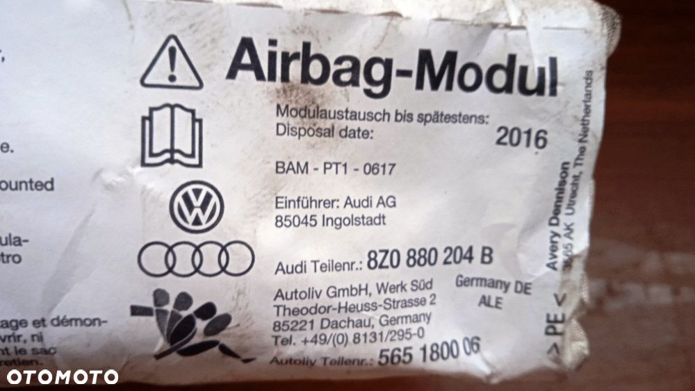 Poduszka powietrzna Airbag kierowcy 8E0880201AA pasażera 8Z0880204B Audi A2 1.4 B - 4