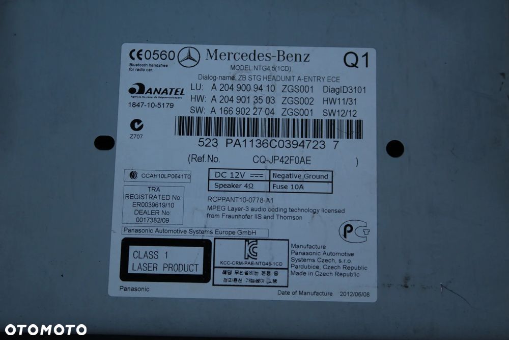 RADIO WYŚWIETLACZ MERCEDES C KLASA W204 LIFT a2049009410 a2049013503 a1669022704 2049010603 2049022103 - 5