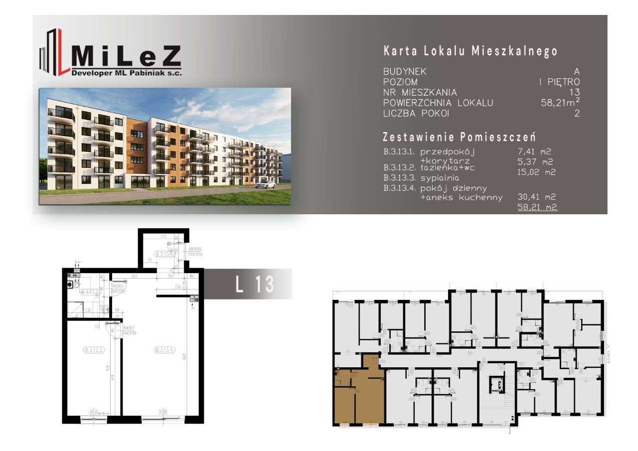Mieszkanie 2 pokoje o pow. 58,21 m2