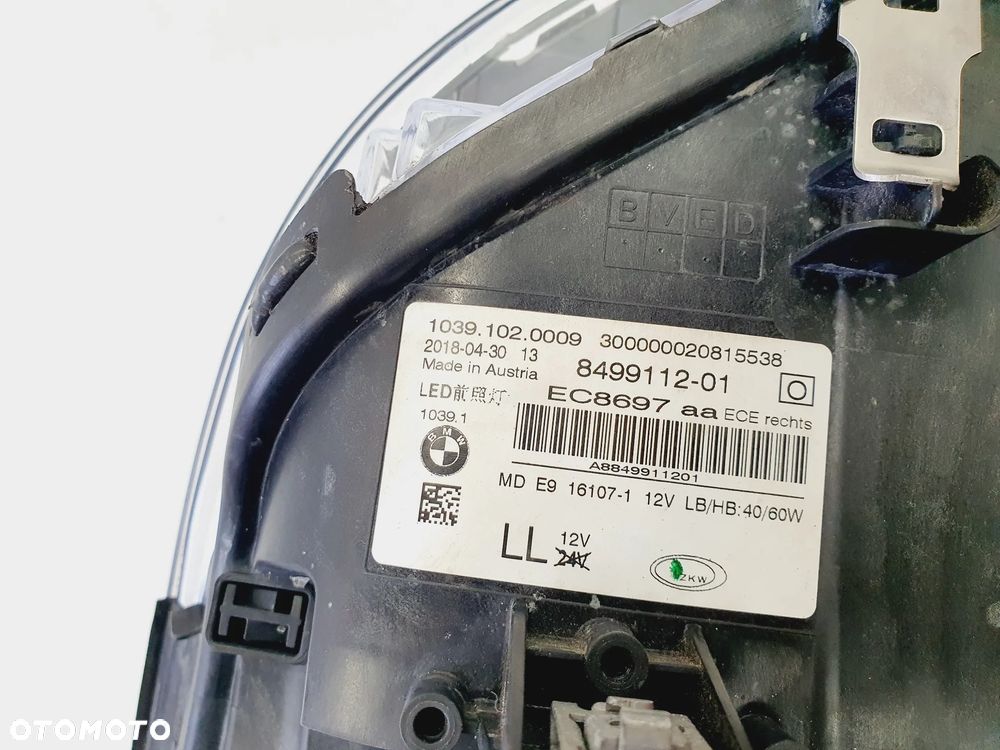LAMPA PRZÓD PRAWA BMW 5 G30 G31 FULL LED 8499112 ORYGINAŁ EU!!! - 9