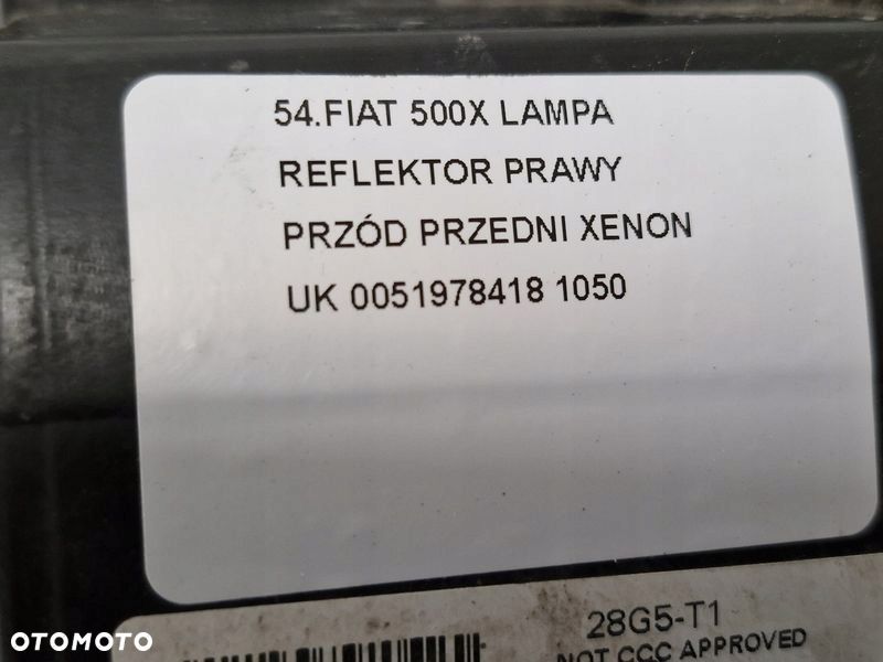 FIAT 500X LAMPA REFLEKTOR PRAWY PRZÓD PRZEDNI XENON UK 0051978418 - 9