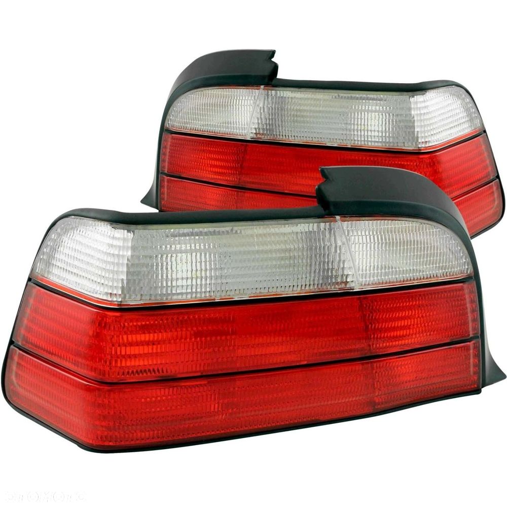 Lampy tyl tylne kpl Tuning Red White Biało Czerwone Bmw 3 e36 Coupe Cabrio - 1