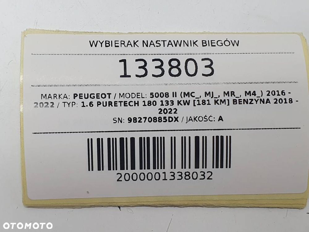 WYBIERAK DŹWIGNIA BIEGÓW PEUGEOT 5008 II 2019 EU 98270885DX - 5